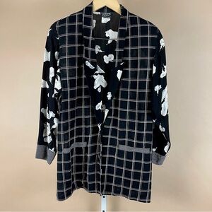 Vintage Carole Little 6 Petite 80's Floral Geometric Plaid Multi Print Blazer